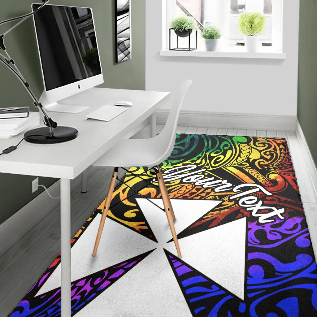Wallis and Futuna Custom Personalised Area Rug - Rainbow Polynesian Pattern