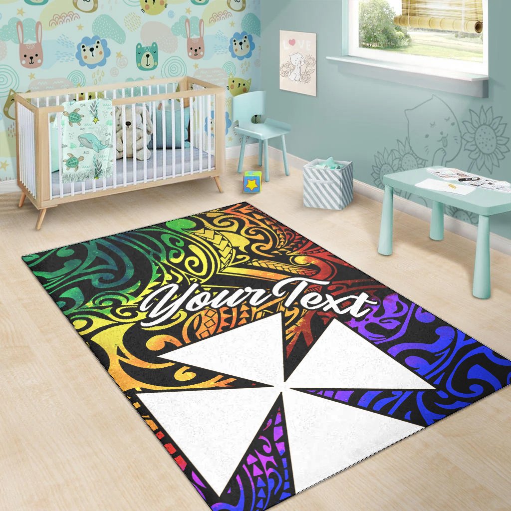 Wallis and Futuna Custom Personalised Area Rug - Rainbow Polynesian Pattern
