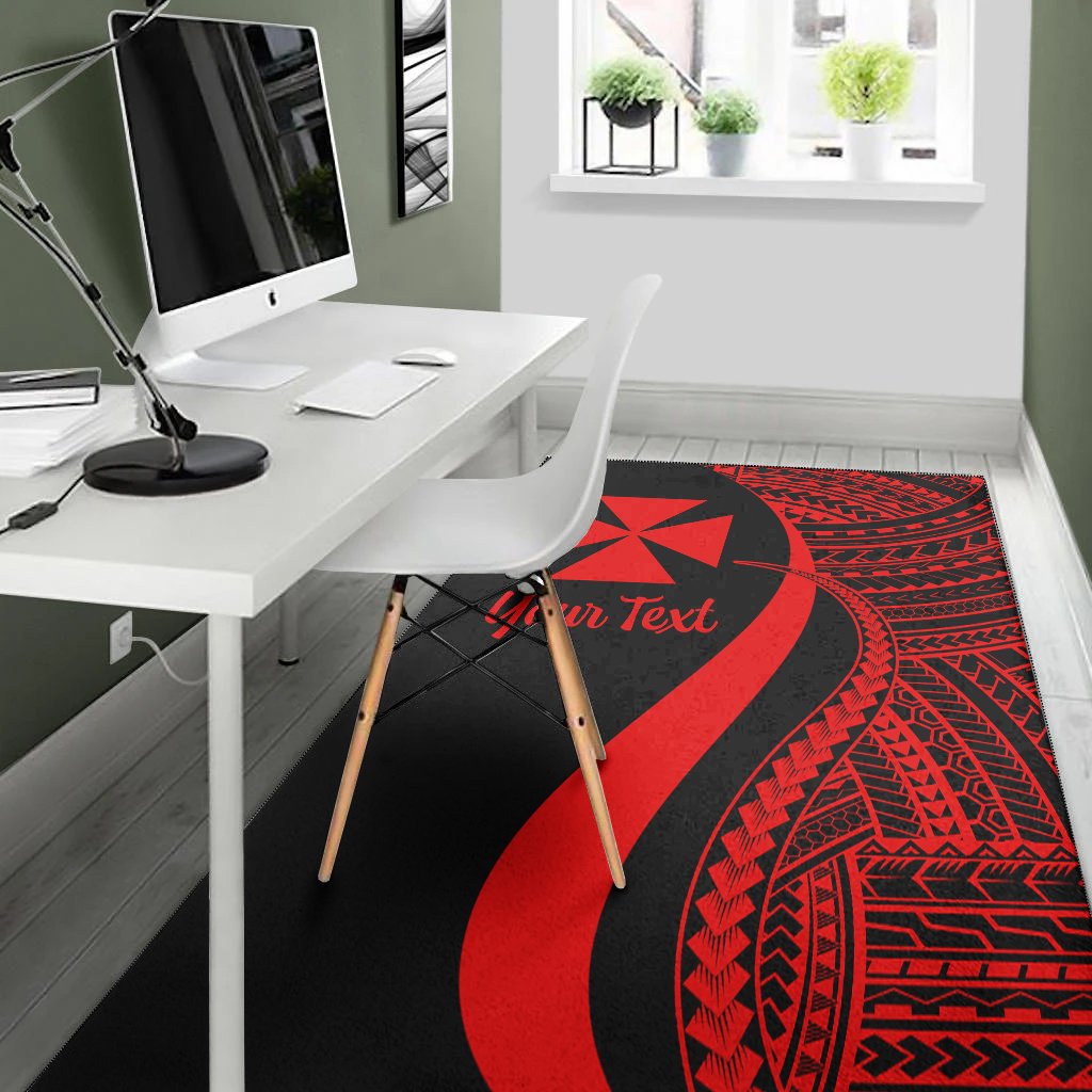 Wallis and Futuna Custom Personalised Area Rug - Red Polynesian Tentacle Tribal Pattern
