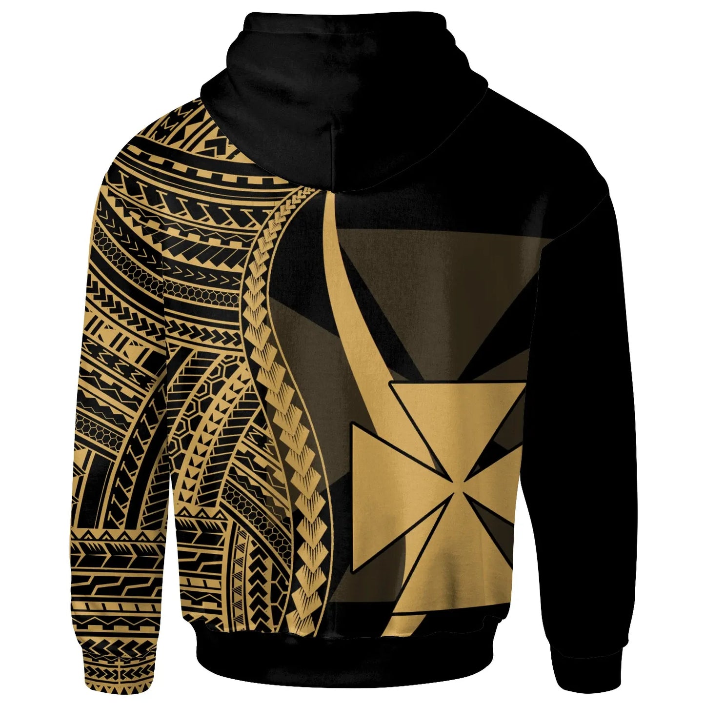 Wallis and Futuna Custom Personalised Hoodie Gold - Tentacle Tribal Pattern