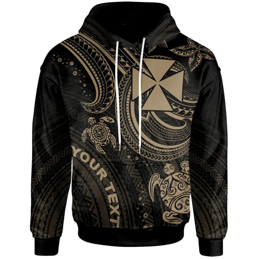 Wallis and Futuna Custom Personalised Hoodie - Gold Turtle