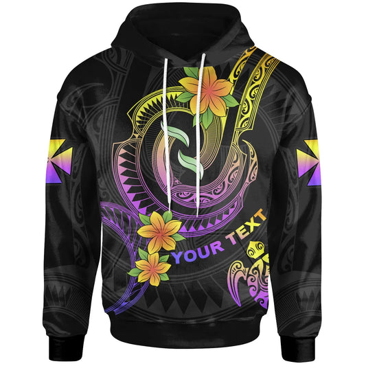 Wallis and Futuna Custom Personalised Hoodie - Plumeria Flowers with Spiral Patterns