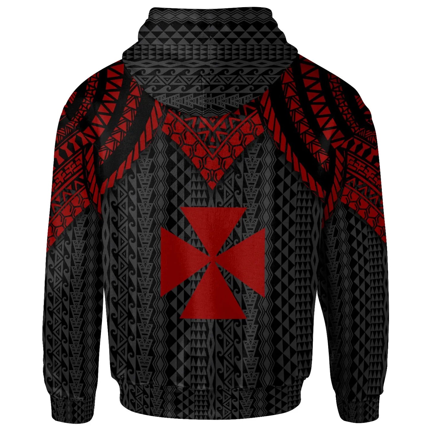 Wallis And Futuna Custom Personalised Hoodie - Polynesian Armor Style Red