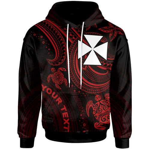 Wallis and Futuna Custom Personalised Hoodie - Red Turtle