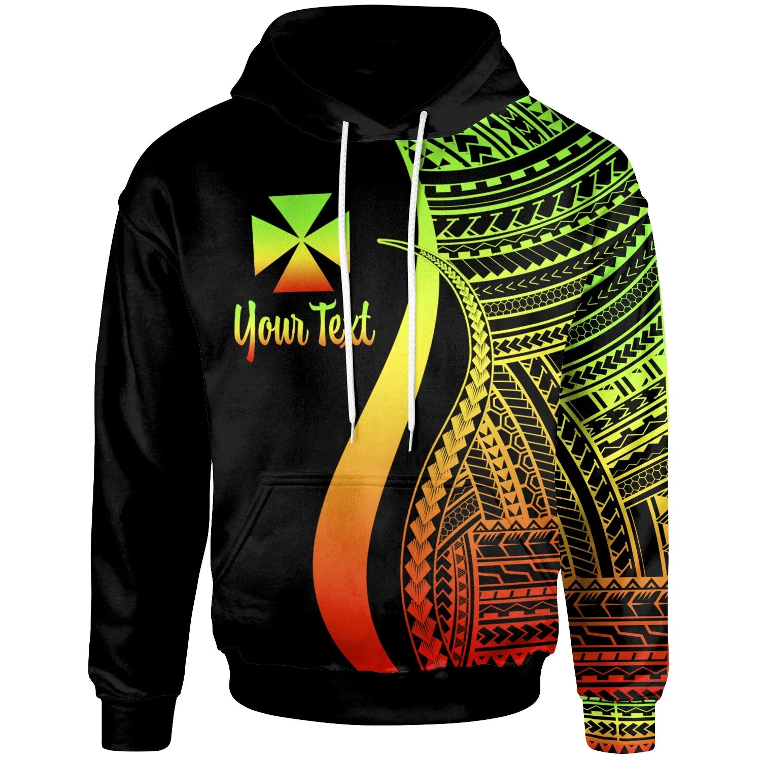 Wallis and Futuna Custom Personalised Hoodie Reggae - Tentacle Tribal Pattern