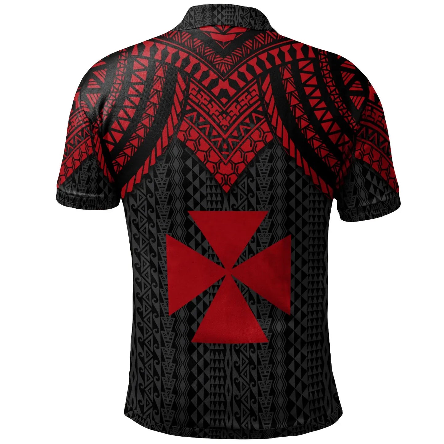 Wallis And Futuna Custom Personalised Polo Shirt - Polynesian Armor Style Red
