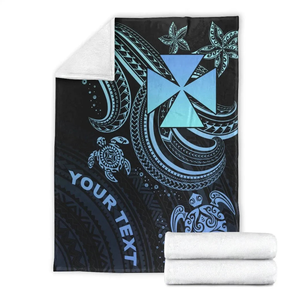 Wallis and Futuna Custom Personalised Premium Blanket- Blue Turtle