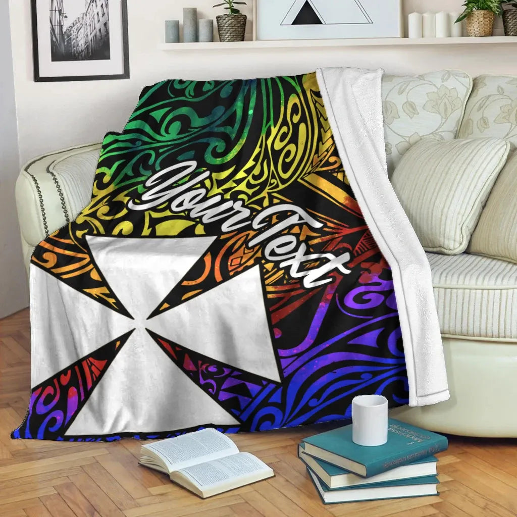 Wallis and Futuna Custom Personalised Premium Blanket - Rainbow Polynesian Pattern