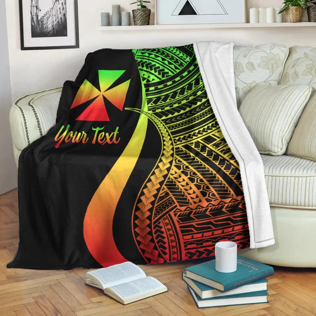 Wallis And Futuna Custom Personalised Premium Blanket - Reggae Polynesian Tentacle Tribal Pattern