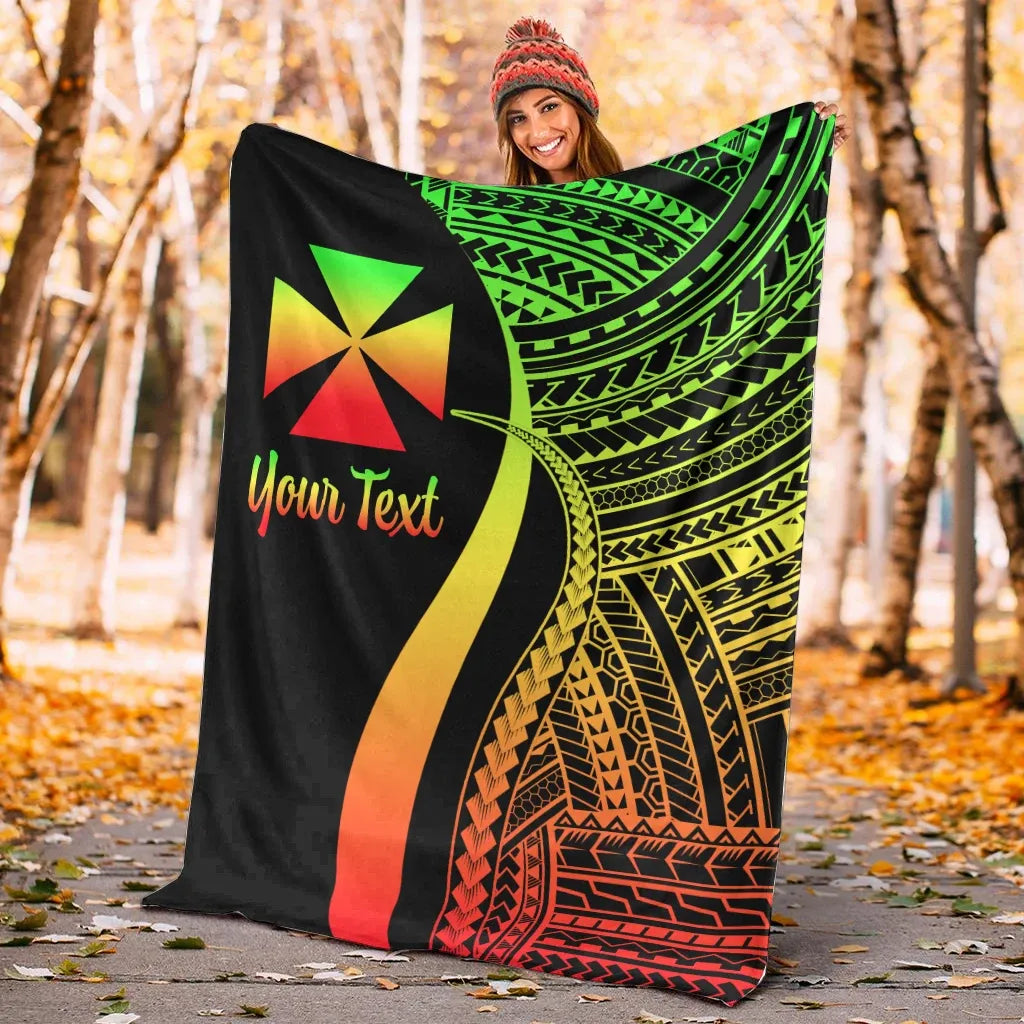 Wallis And Futuna Custom Personalised Premium Blanket - Reggae Polynesian Tentacle Tribal Pattern