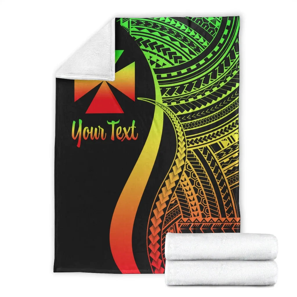 Wallis And Futuna Custom Personalised Premium Blanket - Reggae Polynesian Tentacle Tribal Pattern