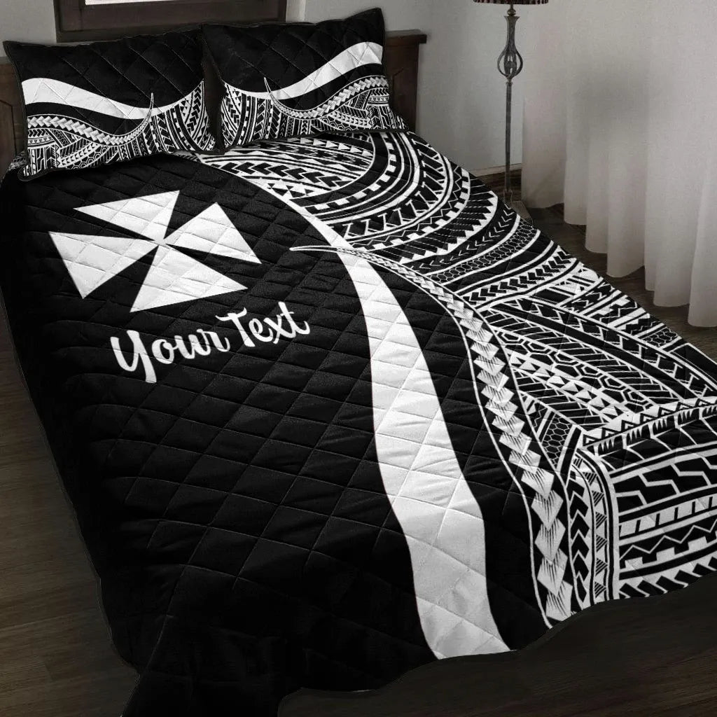 Wallis and Futuna Custom Personalised Quilt Bed Set - White Polynesian Tentacle Tribal Pattern
