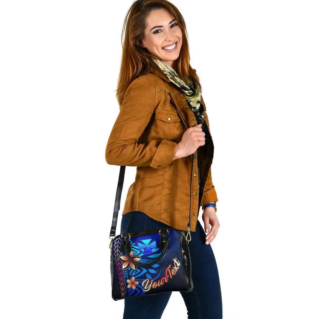 Wallis And Futuna Custom Personalised Shoulder Handbag - Vintage Tribal Mountain