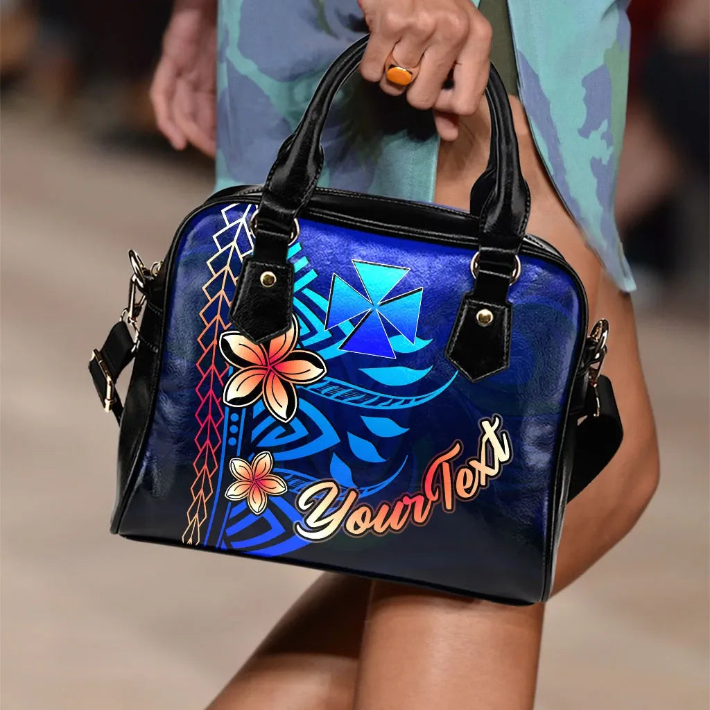 Wallis And Futuna Custom Personalised Shoulder Handbag - Vintage Tribal Mountain