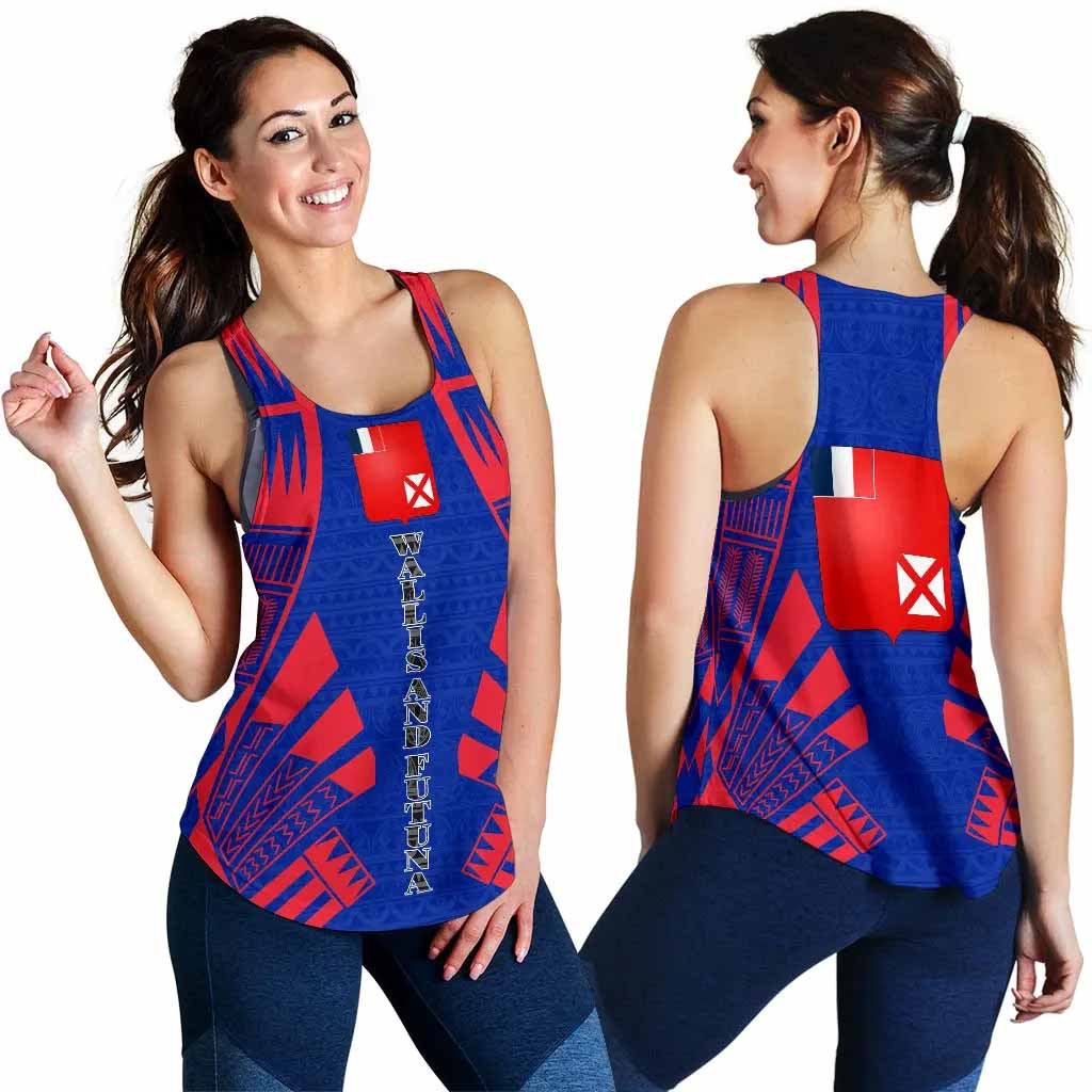 Wallis And Futuna Women Racerback Tank - Polynesian Tattoo Flag