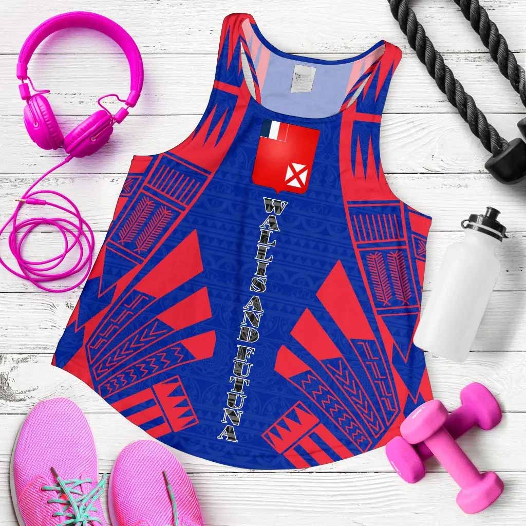 Wallis And Futuna Women Racerback Tank - Polynesian Tattoo Flag