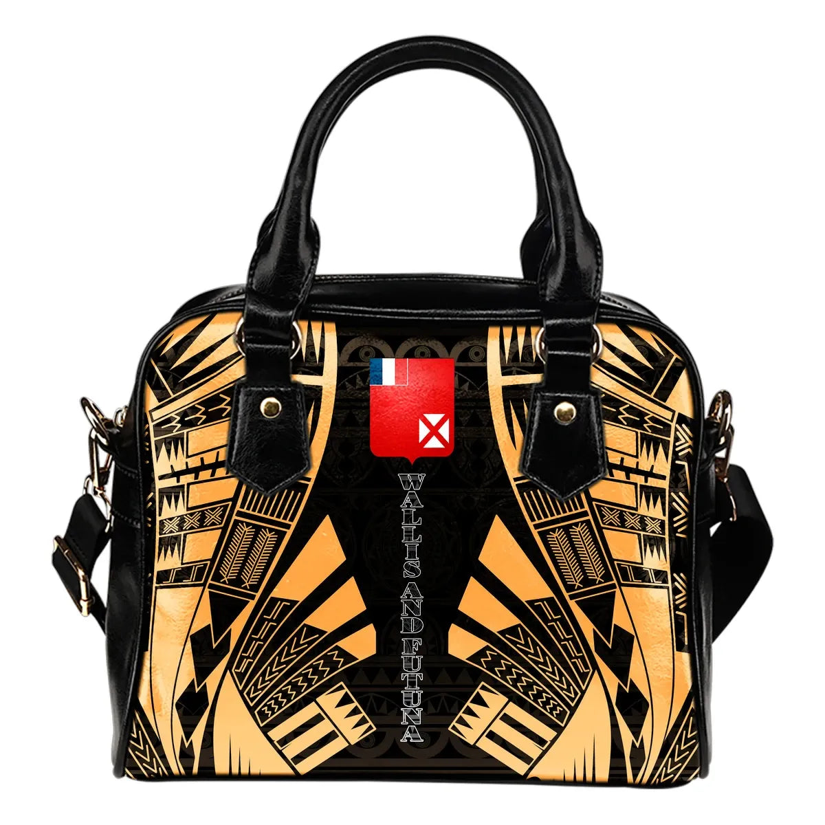 Wallis And Futuna Shoulder Handbag - Polynesian Tattoo Gold