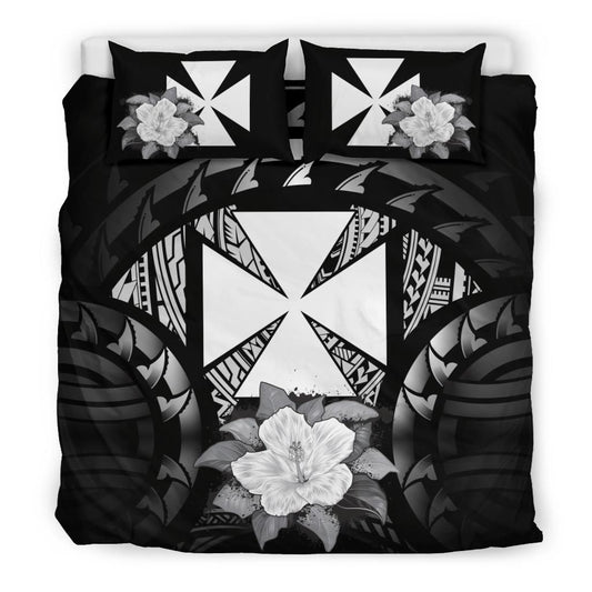 Wallis And Futuna Duvet Cover Set - Wallis And Futuna Coat Of Arms & Gray Hibiscus