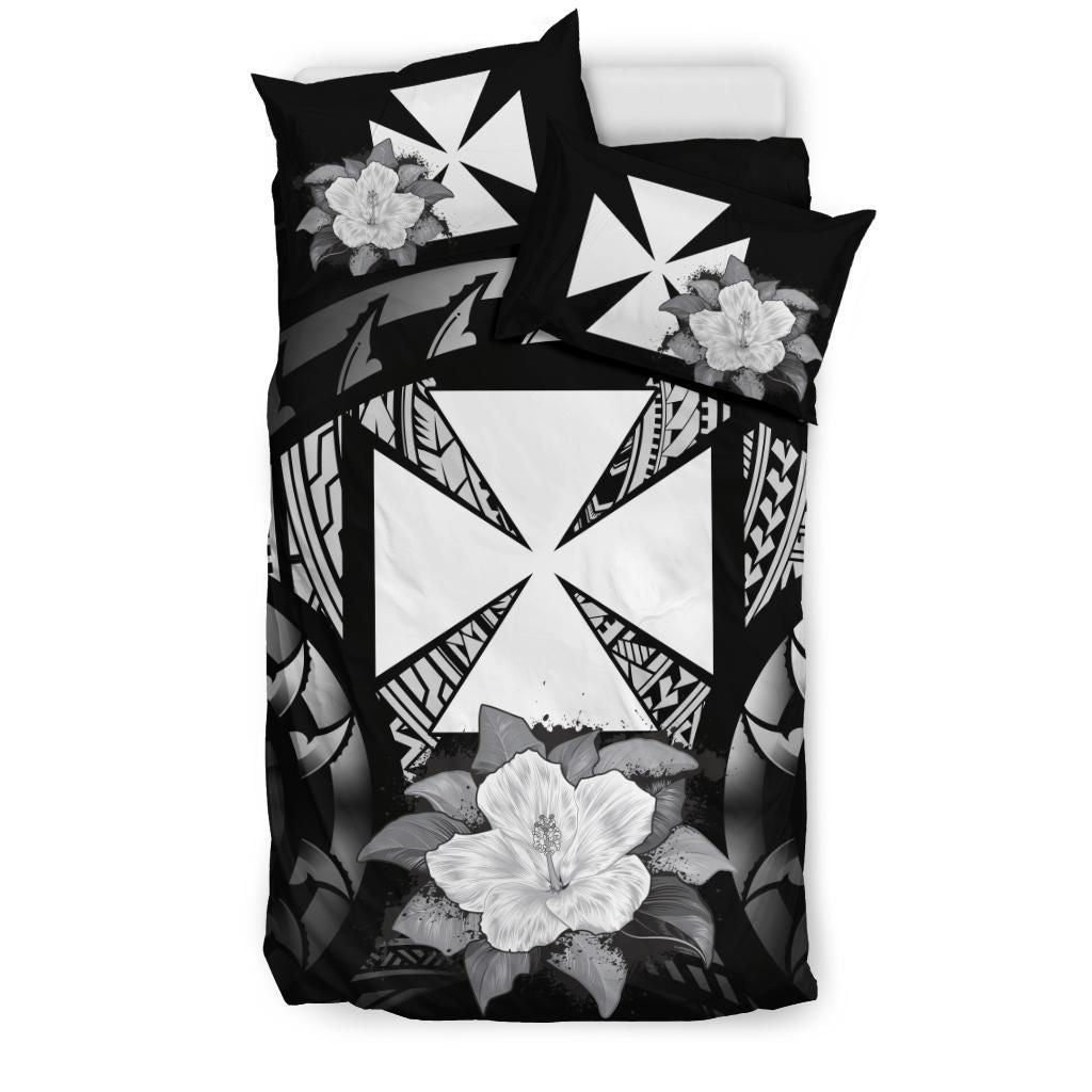 Wallis And Futuna Duvet Cover Set - Wallis And Futuna Coat Of Arms & Gray Hibiscus