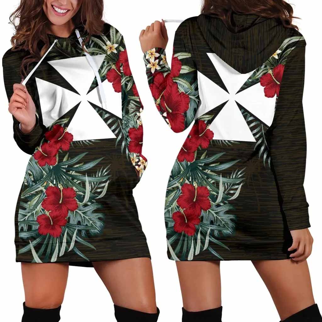 Wallis and Futuna Hoodie Dress - Wallis and Futuna Coat Of Arms Hibiscus