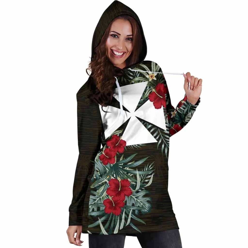 Wallis and Futuna Hoodie Dress - Wallis and Futuna Coat Of Arms Hibiscus