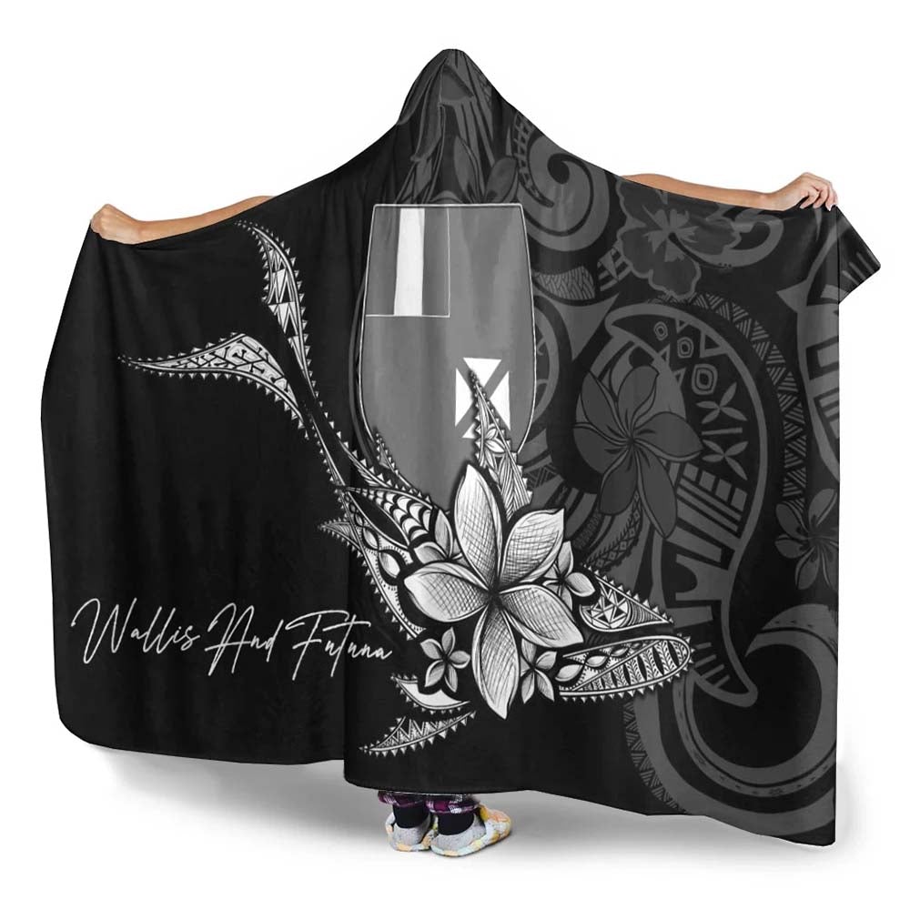 Wallis and Futuna Hooded Blanket - Fish With Plumeria Flowers Style