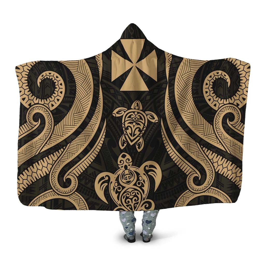 Wallis and Futuna Hooded Blanket - Gold Tentacle Turtle
