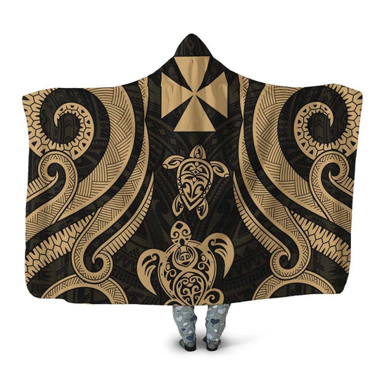 Wallis and Futuna Hooded Blanket - Gold Tentacle Turtle