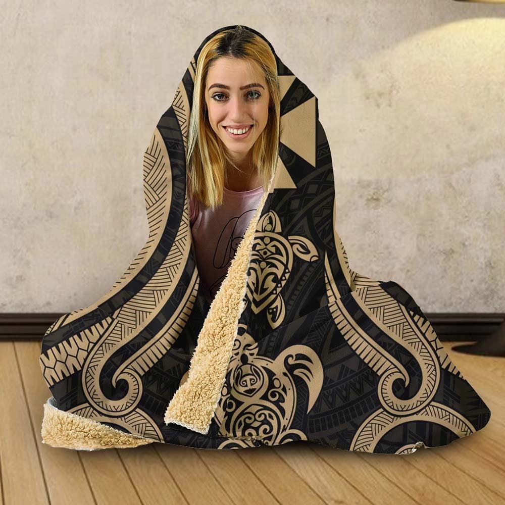 Wallis and Futuna Hooded Blanket - Gold Tentacle Turtle