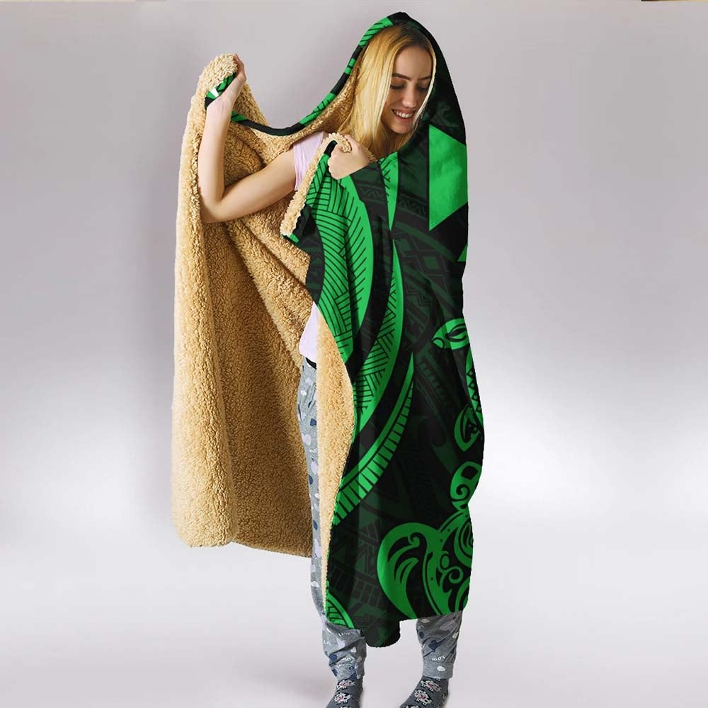 Wallis and Futuna Hooded Blanket - Green Tentacle Turtle