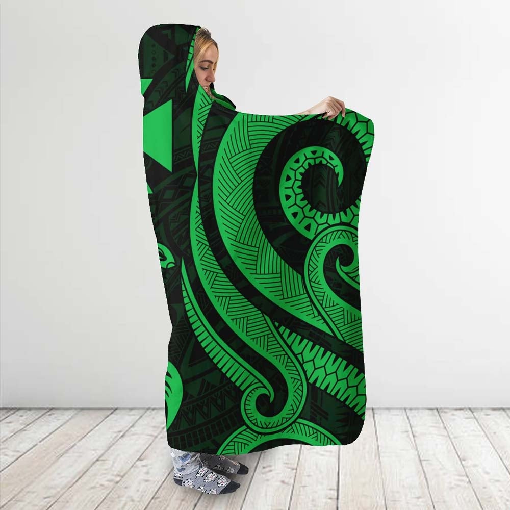 Wallis and Futuna Hooded Blanket - Green Tentacle Turtle