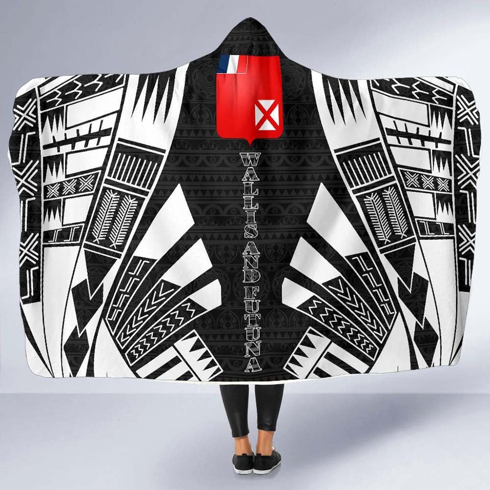 Wallis And Futuna Hooded Blanket - Polynesian Tattoo Black