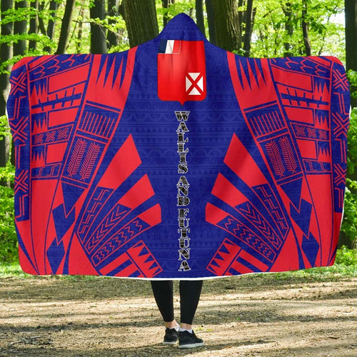 Wallis And Futuna Hooded Blanket - Polynesian Tattoo Flag