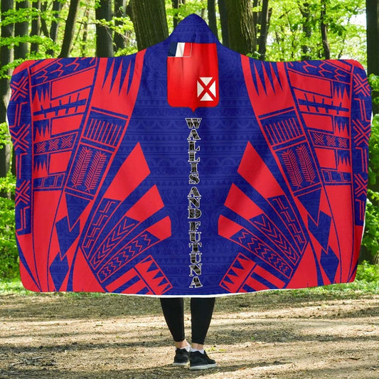 Wallis And Futuna Hooded Blanket - Polynesian Tattoo Flag