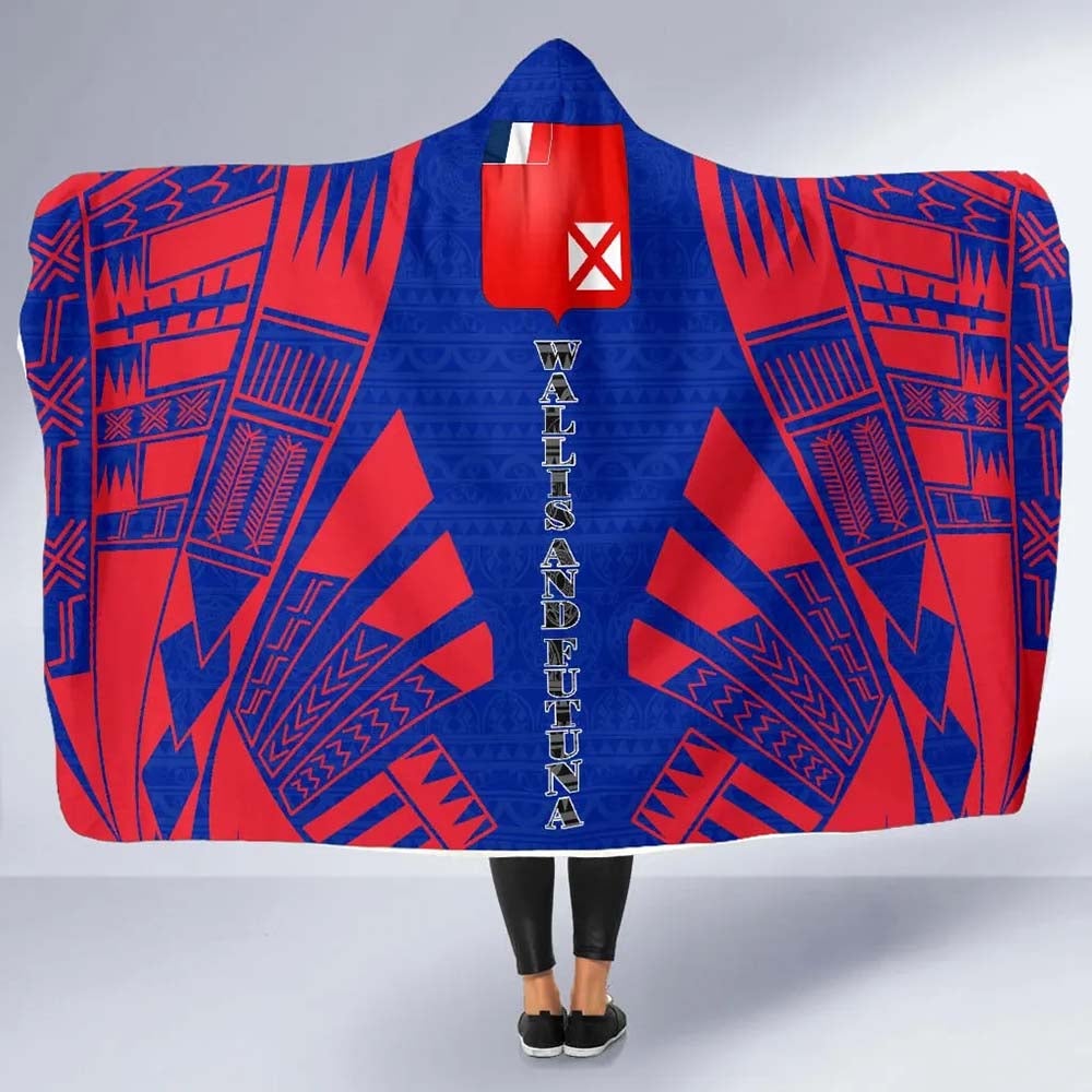 Wallis And Futuna Hooded Blanket - Polynesian Tattoo Flag