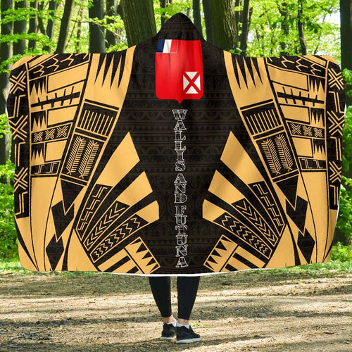 Wallis And Futuna Hooded Blanket - Polynesian Tattoo Gold