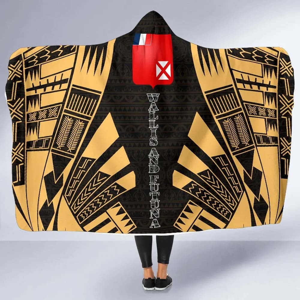 Wallis And Futuna Hooded Blanket - Polynesian Tattoo Gold