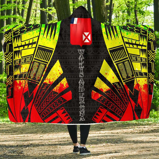 Wallis And Futuna Hooded Blanket - Polynesian Tattoo Reggae