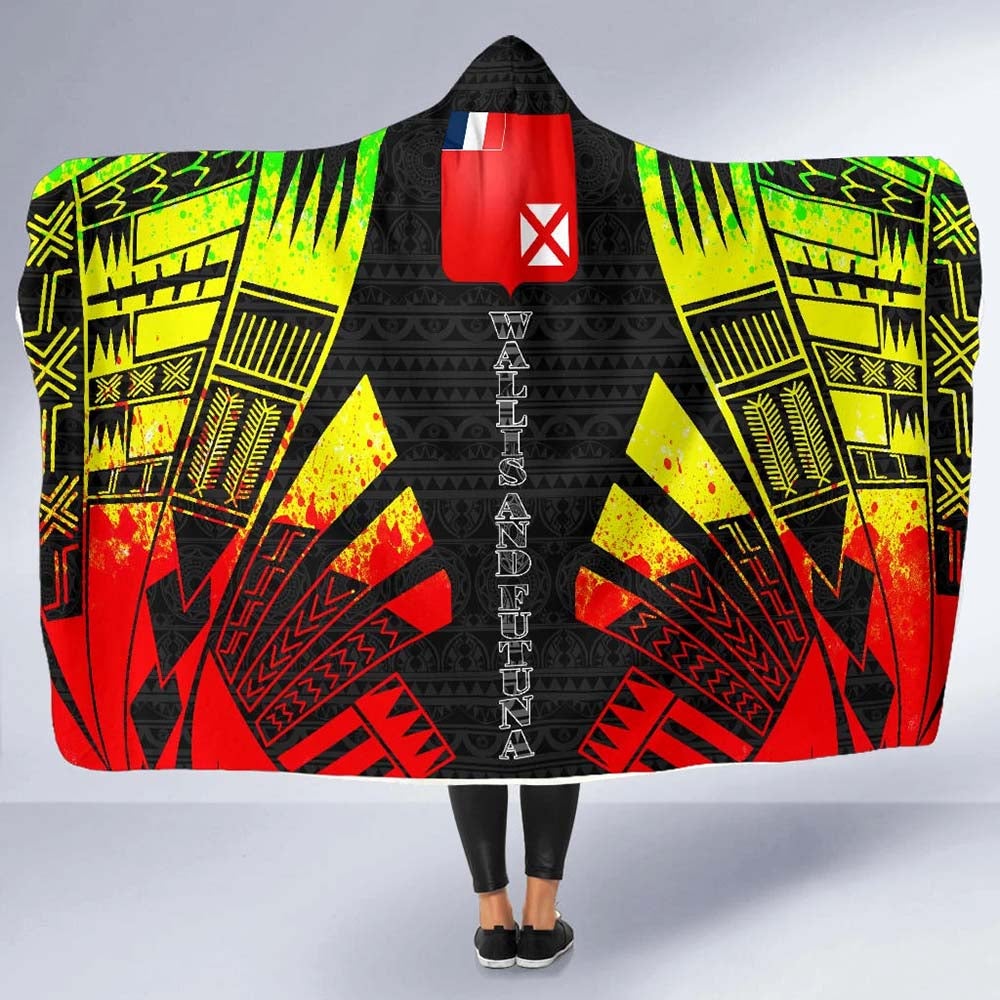 Wallis And Futuna Hooded Blanket - Polynesian Tattoo Reggae
