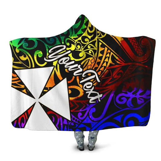 Wallis and Futuna Hooded Blanket - Rainbow Polynesian Pattern