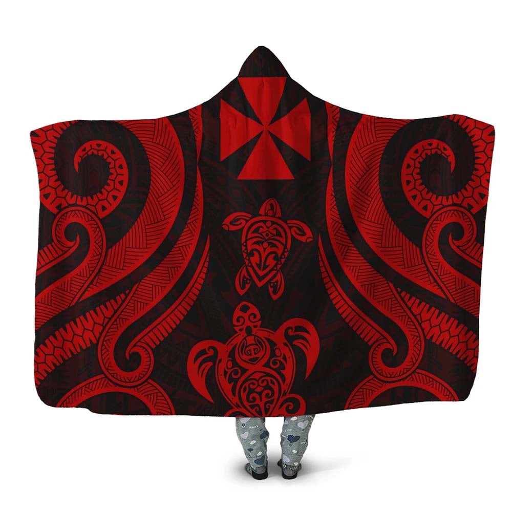 Wallis and Futuna Hooded Blanket - Red Tentacle Turtle
