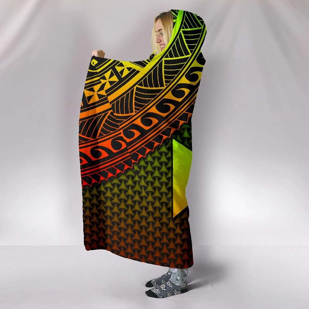 Wallis and Futuna Hooded Blanket - Reggae Vintage Polynesian Patterns