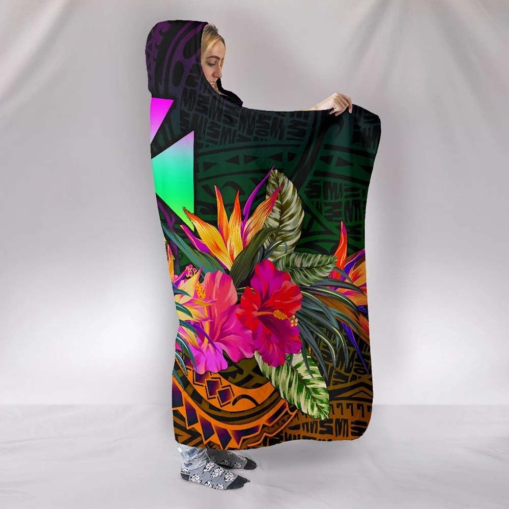 Wallis and Futuna Hooded Blanket - Summer Hibiscus