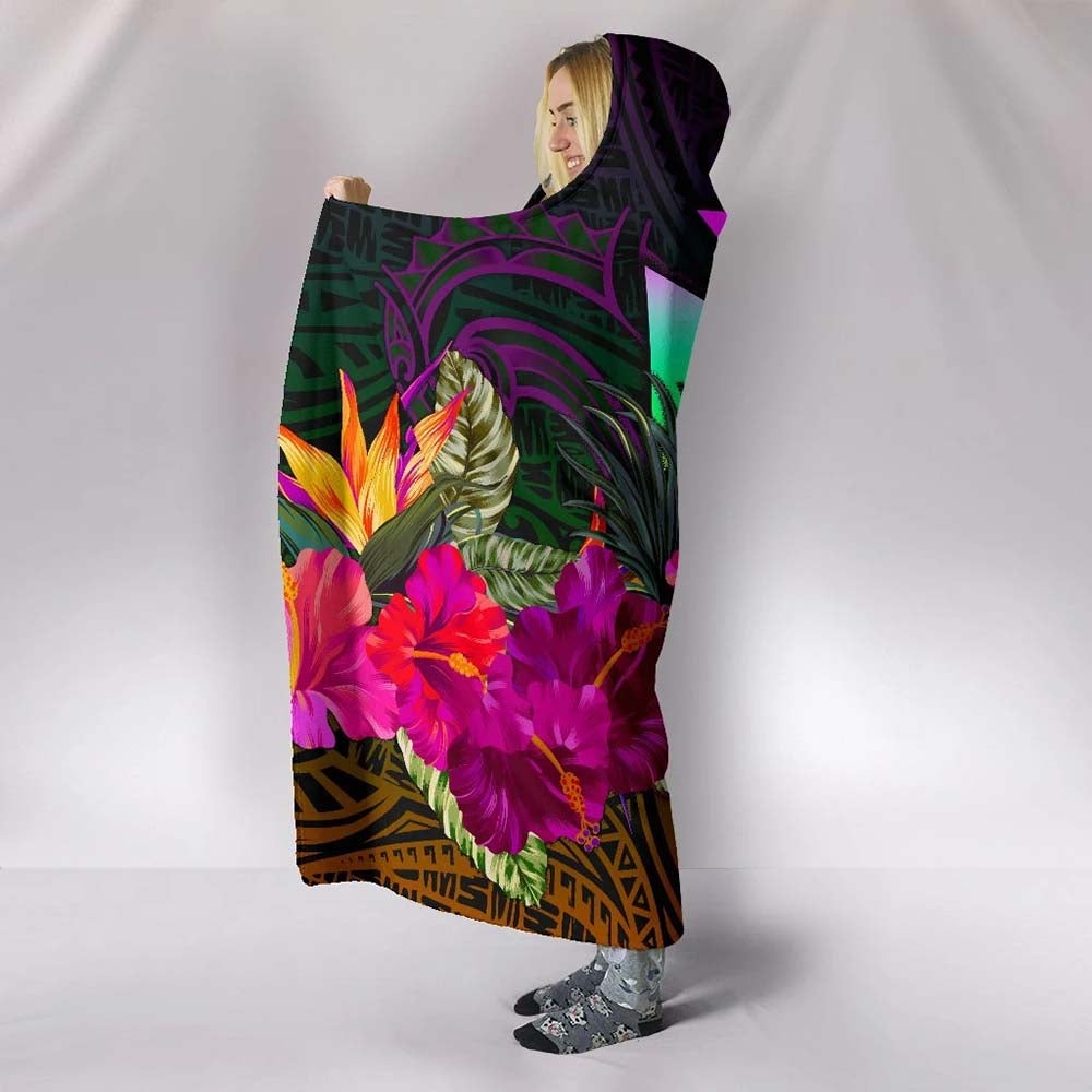 Wallis and Futuna Hooded Blanket - Summer Hibiscus