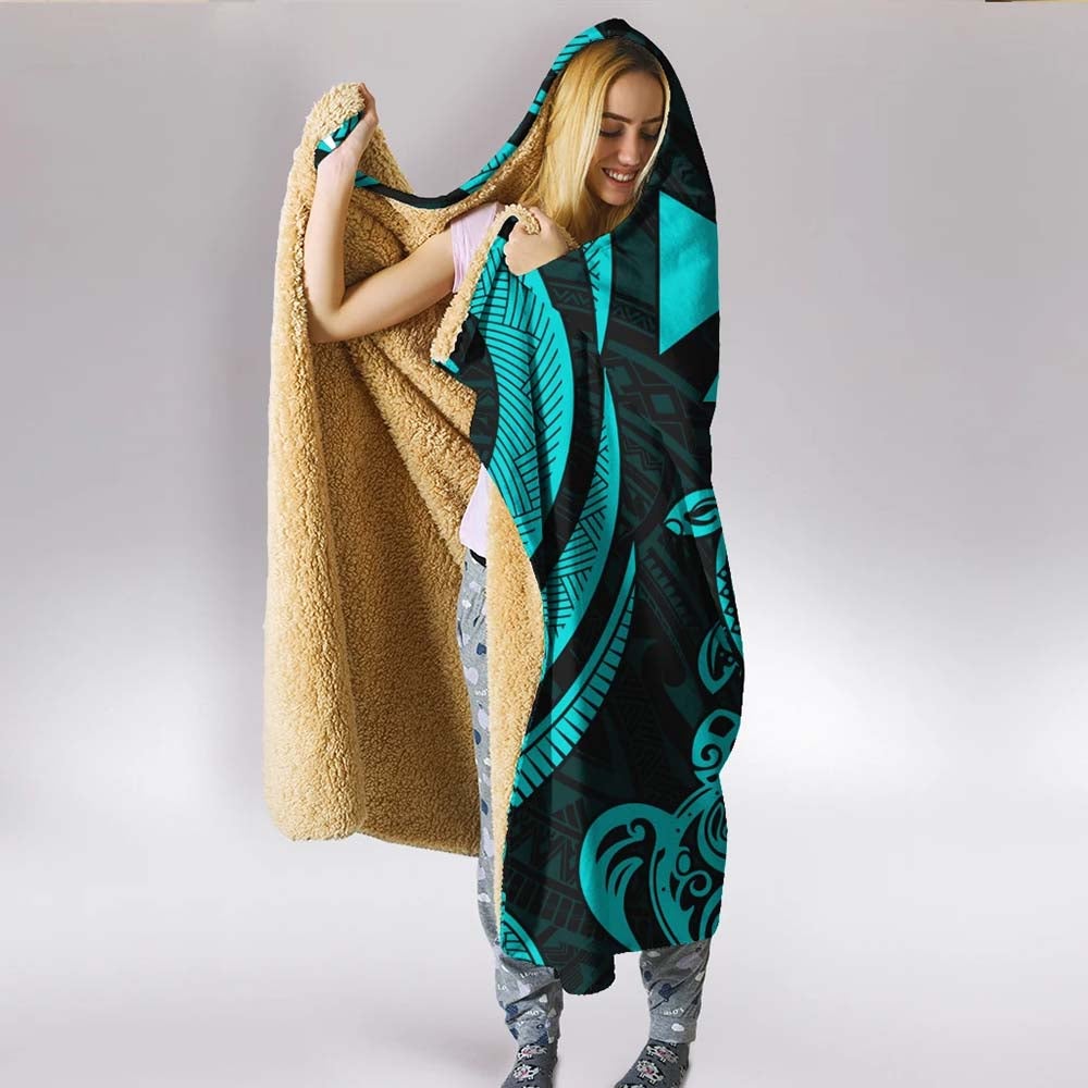 Wallis and Futuna Hooded Blanket - Turquoise Tentacle Turtle