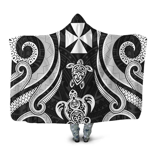 Wallis and Futuna Hooded Blanket - White Tentacle Turtle