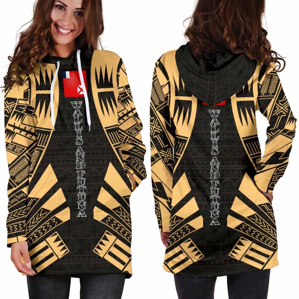 Wallis And Futuna Hoodie Dress - Polynesian Tattoo Gold