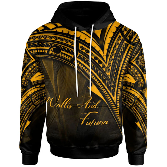 Wallis and Futuna Hoodie - Gold Color Cross Style