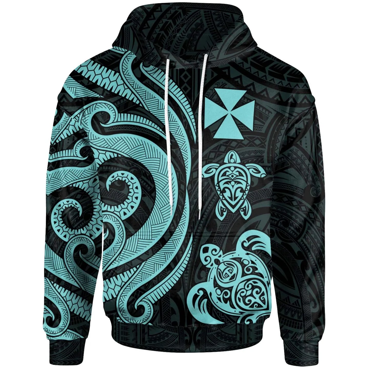 Wallis and Futuna Hoodie - Turquoise Tentacle Turtle