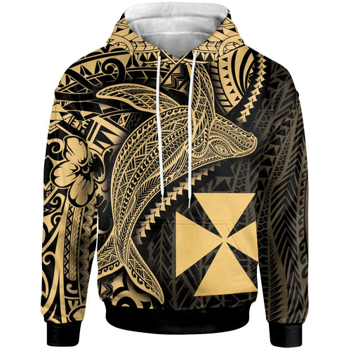 Wallis and Futuna Hoodie - Humpback Whale & Coat of Arms Gold